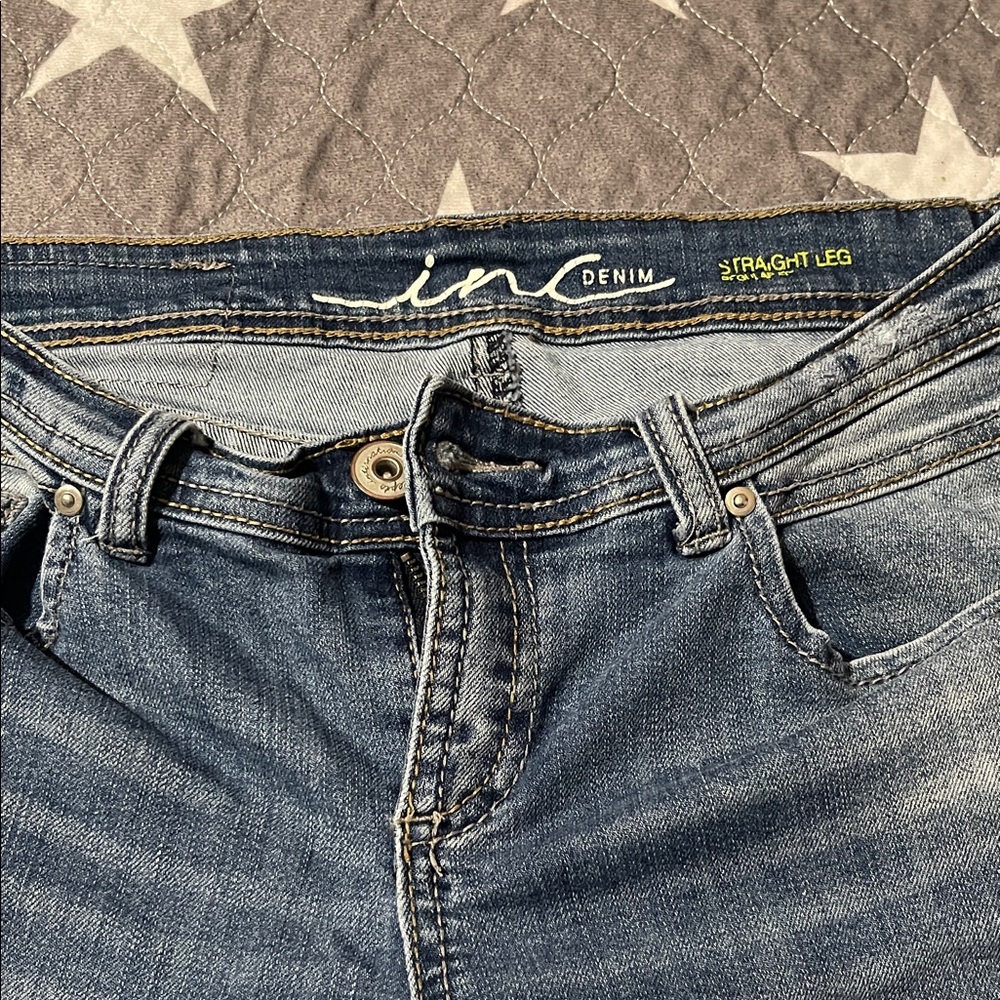 INC International Concepts Women's Straight Leg Jeans - Blue